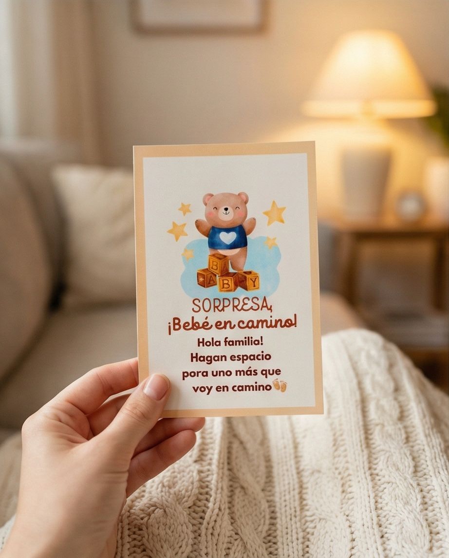 Tarjetas Anuncio Osito "Bebe en camino"