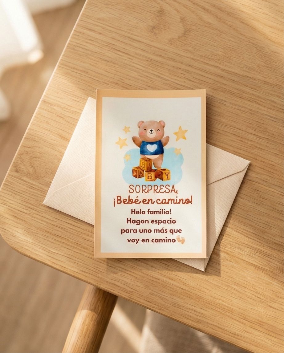 Tarjetas Anuncio Osito "Bebe en camino"