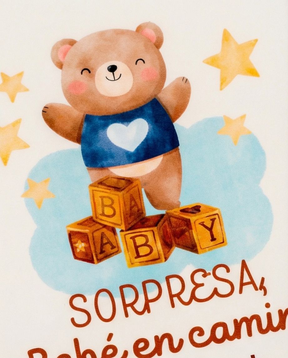 Tarjetas Anuncio Osito "Bebe en camino"