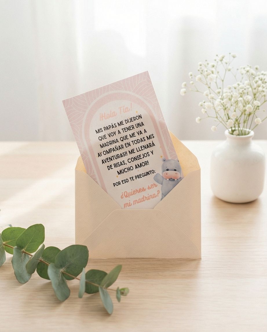 Tarjetas Anuncio "Hola tía- Madrina "