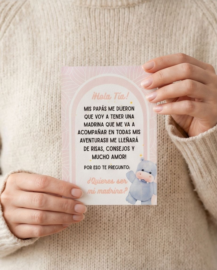 Tarjetas Anuncio "Hola tía- Madrina "